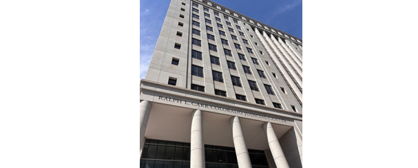 Entrance to Ralph Carr Judicial Center from 1300 Broadway in Denver