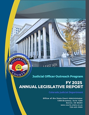 Cover of 2025 Annual Report with image of Supreme Court and Colorado Judicial Logo