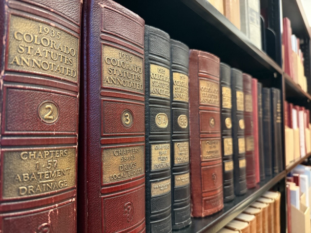 Old books on the shelf in the Supreme Court Library