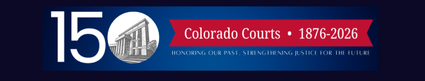 Decorative -- Colorado Courts 150th Anniversary Logo banner