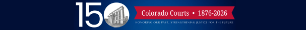 Decorative -- Colorado Courts 150th Anniversary Logo banner